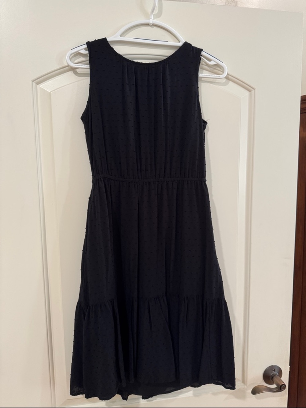 Sleeveless Black polka dot fit and flare Dress
